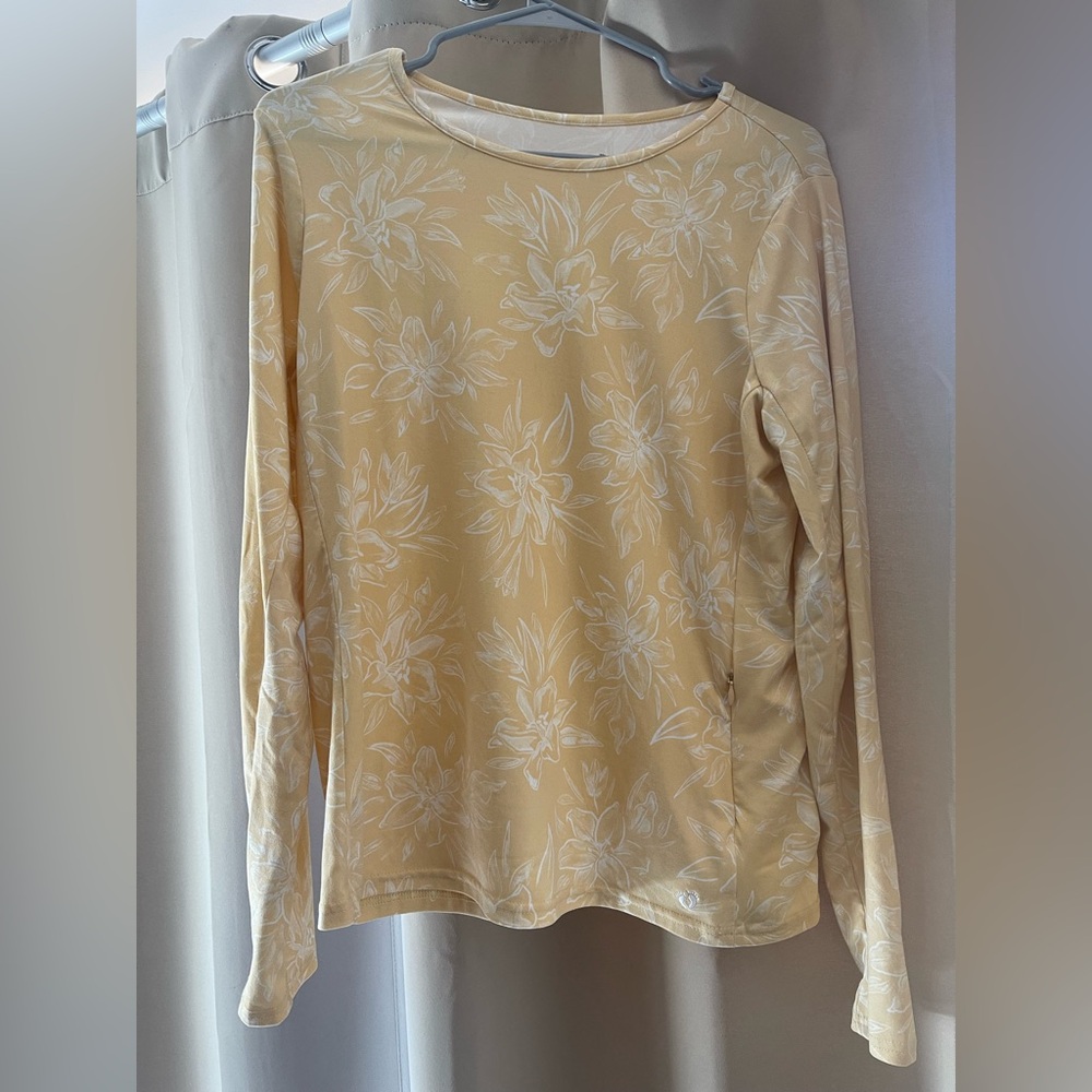 Hang Ten Yellow Floral Long Sleeve Blouse